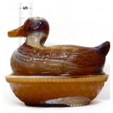 Vntg IG caramel slag swirl duck on nest