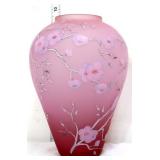 Fenton 9in Fetty pink satin dogwood vase
