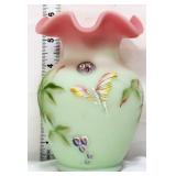 Fenton lotus mist 6in butterfly vase