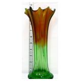 Northwood 10in brown/green ribbed vase