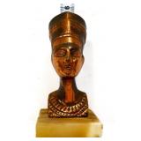 Vntg 5.5in Queen Nefertiti bust on marble base