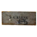 Vintage wood crate with WG Klenk lettering