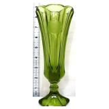 Fostoria 8in olive green coin glass vase see pics