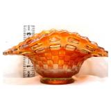Fenton marigold carnival basketweave bowl