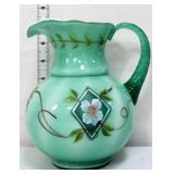 Fenton spruce green overlay 75th Anni. pitcher