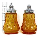 Pair Fenton colonial amber salt/pepper shakers