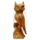 Vntg carved wood 17in owl figure see pics