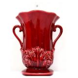 Vntg Red Wing burgundy double handle vase