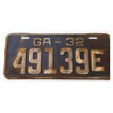 1932 Georgia license plate