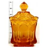 Fostoria amber coin glass covered candy dish