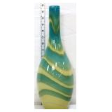15in blue/white glass bowling pin vase