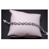 Blue topaz & white sapphire bracelet, lab