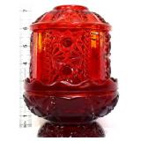 Vntg Indiana Glass red stars & bars fairy lamp