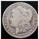 1904O Morgan silver dollar