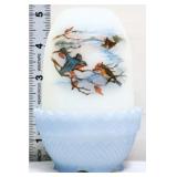 Fenton satin Birds In Winter fairy lamp