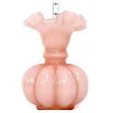 Fenton 9in rose overlay cased melon vase