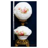 Vntg milk glass shade parlor lamp