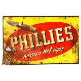 Vntg metal 20x13 Phillies Cigar adv sign