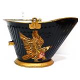 Vintage black coal scuttle w/ eagle