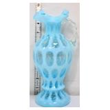 Fenton blue opalescent coin dot 9in pitcher