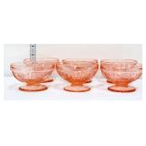 6 vntg pink depression cabbage rose sherbets