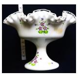 Fenton silvercrest open compote w/ violets