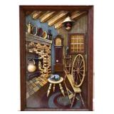 Vntg 20.5x32 country scene framed art NO SHIP
