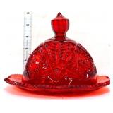 Ruby red domed butter dish