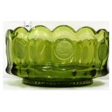 Fostoria 7.25in green coin glass bowl