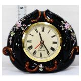 Fenton black battery op clock w/ roses