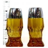 Pair vintage Anchor Hocking amber salt/pepper