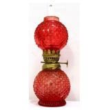 Vntg cranberry hobnail oil lamp