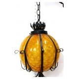 Vintage amber glass swag lamp