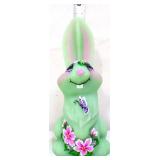 Fenton jade green 6in bunny w/ flowers