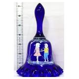 Cobalt Mary Gregory style bell w/ child scene