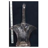 Clear glass basket w/ etched flower