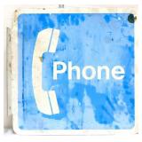 Vntg metal 18x18 Phone flange sign