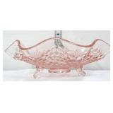 Pink depression hobnail footed bowl