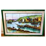 Vntg framed Italian scene painted tile are NO SHIP