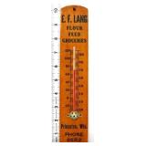 Vtg wood EF Lang Grocery Store thermometer