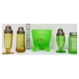 5 piece estate glass lot, inc salt/pepper sets
