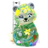 Fenton clear teddy bear w/ painted nature scene