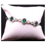 Oval cut emerald bangle bracelet, lab created