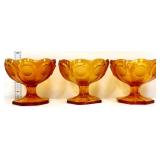3 Fostoria amber coin glass 4in pedestal bowls