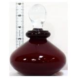 6in cranberry perfume bottle w/ clear stopper