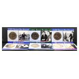 6 Kennedy half dollars with info cards