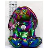 Fenton amethyst carnival lop ear bunny w/ flower