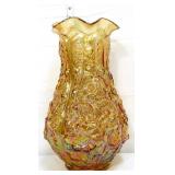 Fenton amber iridescent 13in poppy vase