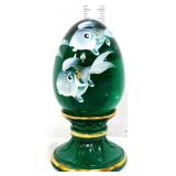 Fenton emerald green egg with white goldfish