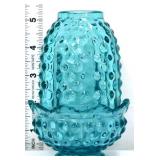 Peacock blue hobnail 2 piece fairy lamp